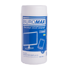 Серветки для чищення екранів, моніторів та оптики, JOBMAX, вологі, 100 шт. в пласт.тубі BM.0802